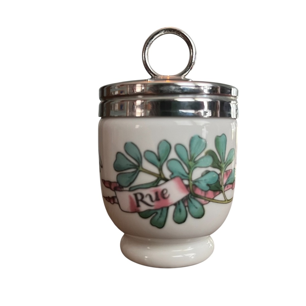 Royal Worcester Porcelain Egg Coddler Rue Chamomile Herb Pattern Made in England